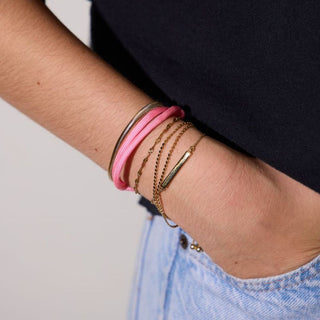 Pink Cord Bracelet - Nickel & Suede