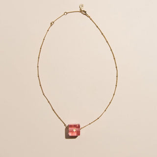 Pink Dice Charm Necklace - Nickel & Suede