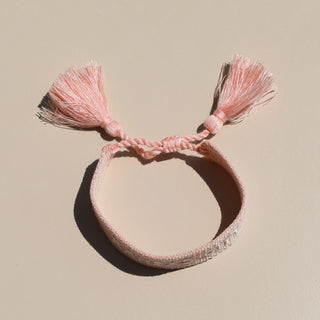 Pink KC Woven Canvas Bracelet - Nickel & Suede