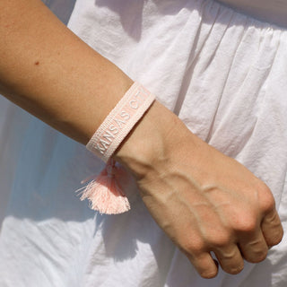 Pink KC Woven Canvas Bracelet - Nickel & Suede