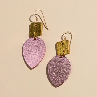 Pink Satin Holiday Lights Statement Earrings - Nickel & Suede