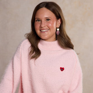 Pink Satin Holiday Lights Statement Earrings - Nickel & Suede