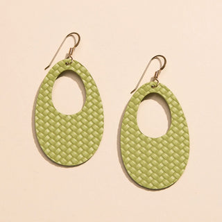 Pistachio Cardigan Basic Olivia Leather Hoop Earrings - Nickel & Suede