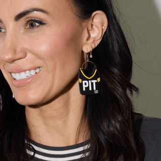 Pittsburgh Football Jersey Earrings - Nickel & Suede