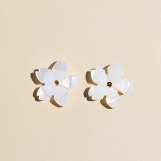 Plumeria Studs - Nickel & Suede