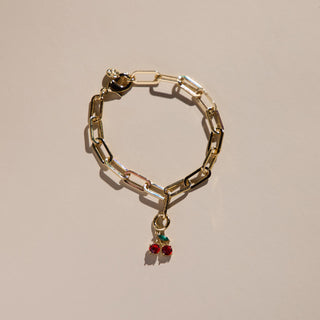 Pucker Red Cherry Charm - Nickel & Suede