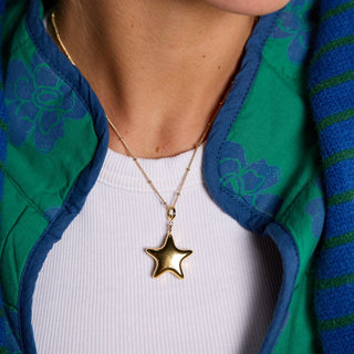 Puffy Star Charm - Nickel & Suede