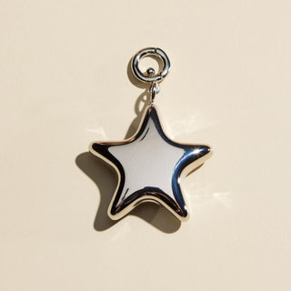 Puffy Star Charm - Nickel & Suede