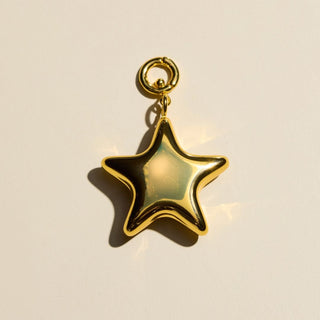 Puffy Star Charm - Nickel & Suede