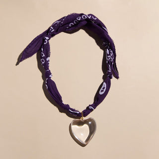 Purple Bandana Necklace - Nickel & Suede