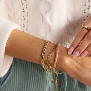Rainbow Minimalist Cord Bracelet - Nickel & Suede