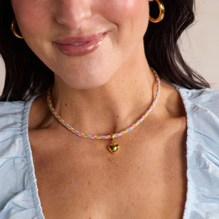 Rainbow Minimalist Cord Necklace - Nickel & Suede