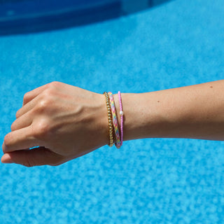 Rainbow Paracord & Bead Bracelet Set - Nickel & Suede