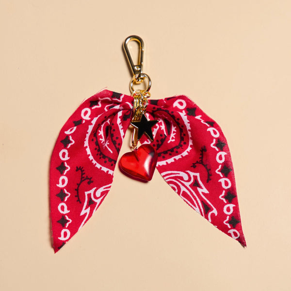 Red Bandana Bag Charm | Nickel & Suede | Bag Charms & Accessories
