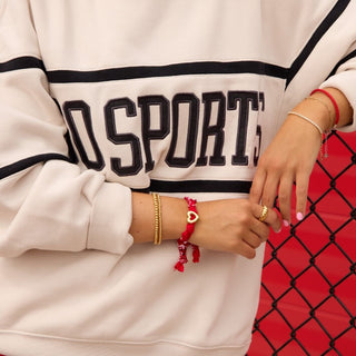 Red Bandana Bolo Bracelet - Nickel & Suede