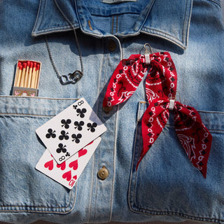 Red Bandana Earrings - Nickel & Suede