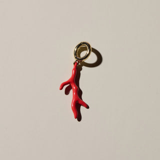 Red Coral Charm - Nickel & Suede