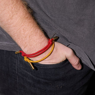 Red Cord Bracelet - Nickel & Suede