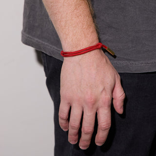 Red Cord Bracelet - Nickel & Suede