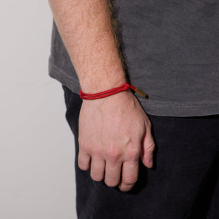 Red Cord Bracelet - Nickel & Suede