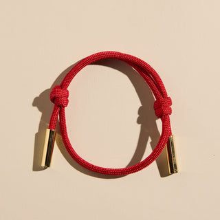 Red Cord Bracelet - Nickel & Suede