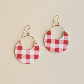 Red Gingham Nina - Nickel & Suede