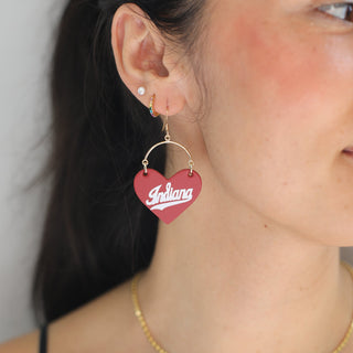 Red Indiana University Script Lover - Nickel & Suede
