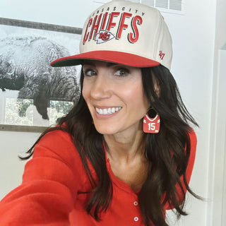 Red Kansas City Football 15 Leather Jersey Earrings - Nickel & Suede