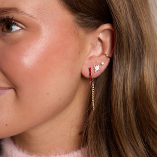 Red Lucia Statement Earrings - Nickel & Suede