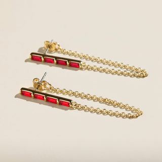 Red Lucia Statement Earrings - Nickel & Suede