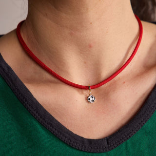 Red Minimalist Paracord Necklace - Nickel & Suede