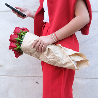 Red Minimalist Waterproof Cord Bracelet - Nickel & Suede