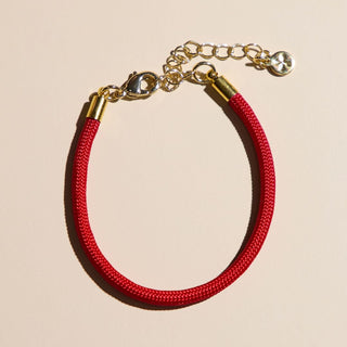 Red Minimalist Waterproof Cord Bracelet - Nickel & Suede