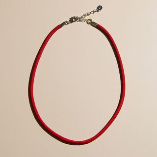 Red Minimalist Waterproof Cord Necklace - Nickel & Suede
