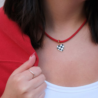 Red Minimalist Waterproof Cord Necklace - Nickel & Suede