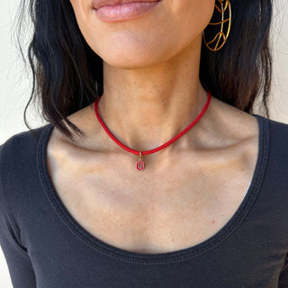 Red Minimalist Waterproof Cord Necklace - Nickel & Suede