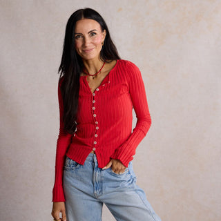 Red Minimalist Waterproof Cord Necklace - Nickel & Suede