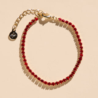 Red Tennis Bracelet - Nickel & Suede