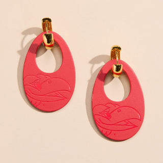 Red University of Kansas Jayhawk Olivia Leather Hoop Earrings - Nickel & Suede
