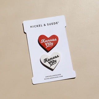 Red & White KC Lover Magnet Set - Nickel & Suede