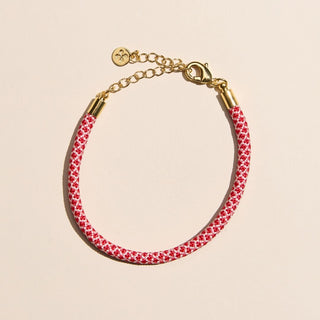 Red & White Minimalist Cord Bracelet - Nickel & Suede
