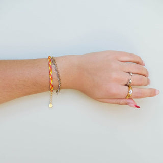 Red & Yellow Minimalist Cord Bracelet - Nickel & Suede