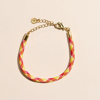 Red & Yellow Minimalist Cord Bracelet - Nickel & Suede