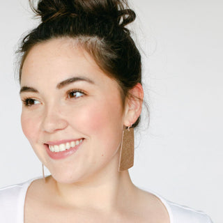 Rose Gold Rosé Gem Leather Earrings - Nickel & Suede