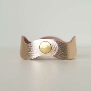 Rosé Squiggle Leather Cuff Bracelet - Nickel & Suede