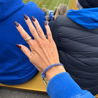 Royal Blue & White Cord Bracelet - Nickel & Suede