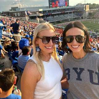 Royal Brigham Young University Football Jersey Earrings - Nickel & Suede