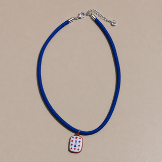 Sardine Hand Painted Enamel Charm Necklace - Nickel & Suede