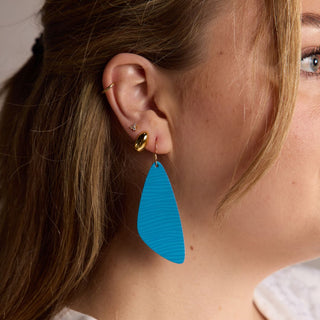 Sea Breeze Beach Wave Evie Organic Drop Earrings - Nickel & Suede