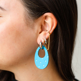 Seabreeze Star Olivia Leather Hoop Earrings - Nickel & Suede